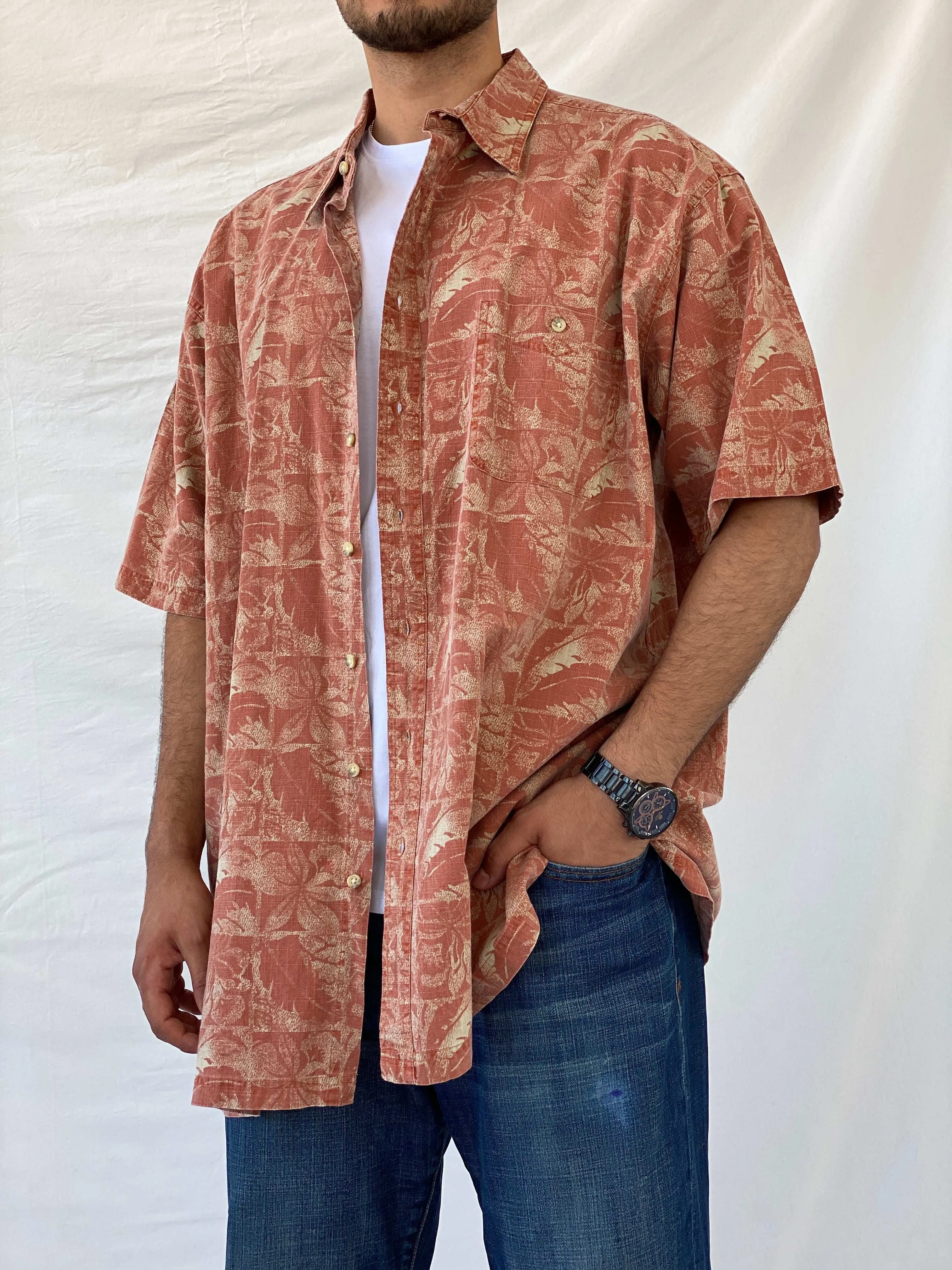 Vintage 90s St. Johns Bay Hawaiian Cotton Men’s Button-Up Shirt - 2XL