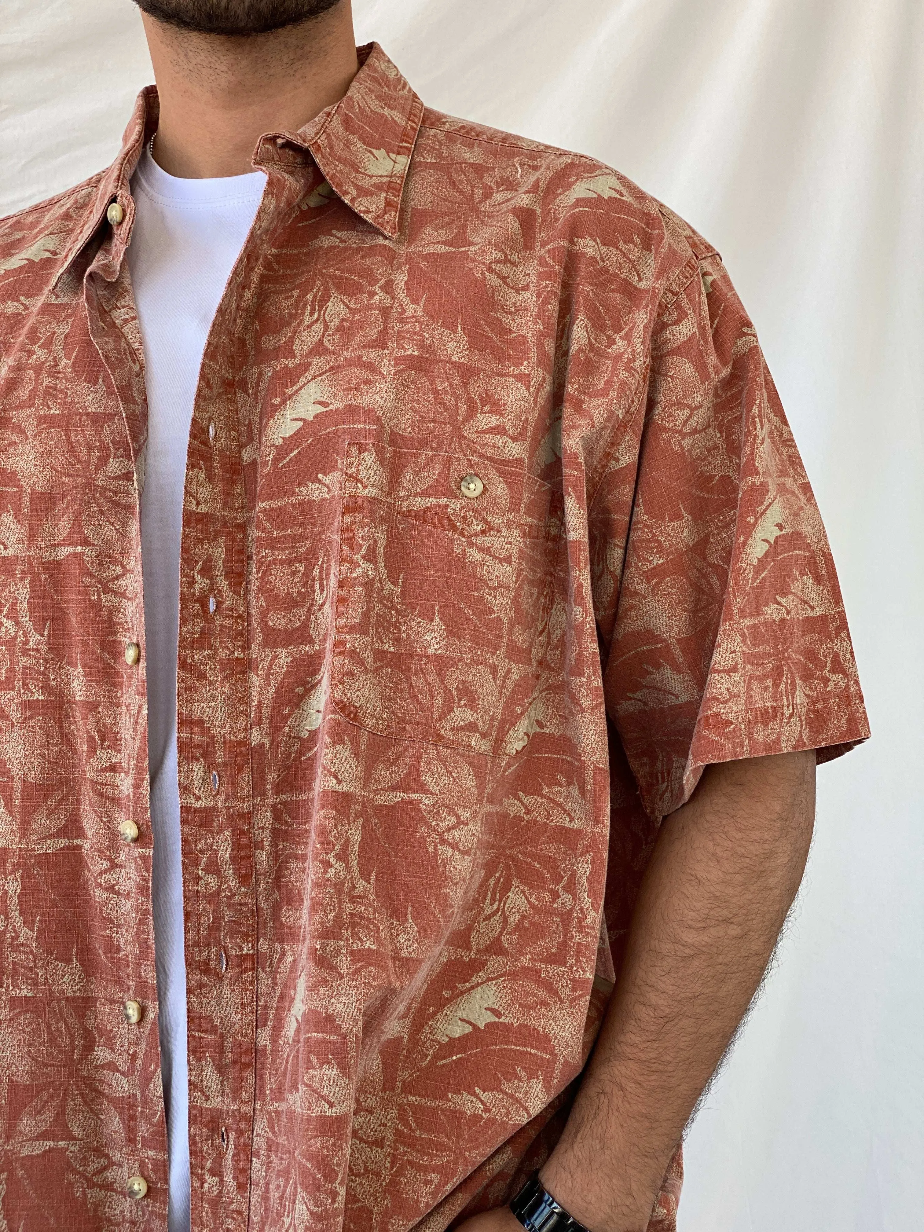 Vintage 90s St. Johns Bay Hawaiian Cotton Men’s Button-Up Shirt - 2XL