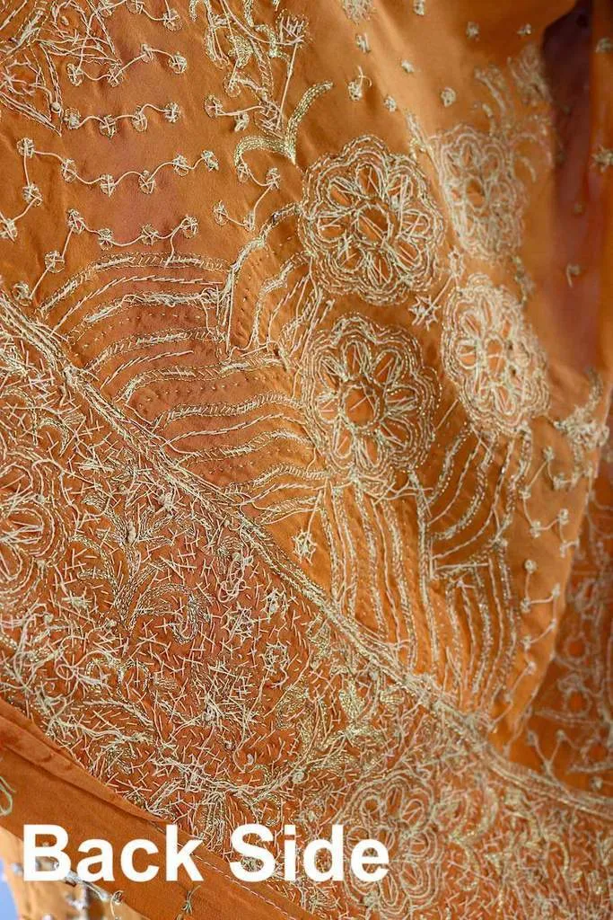 Vintage Orange Beaded Silk Shawl