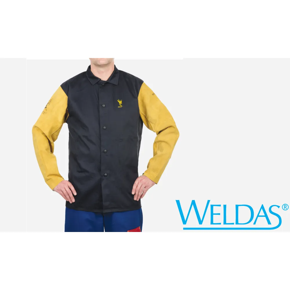 Weldas 33-8060XL COOL Flame Retardant 30" Jacket Cotton w Leather Sleeve Size XL