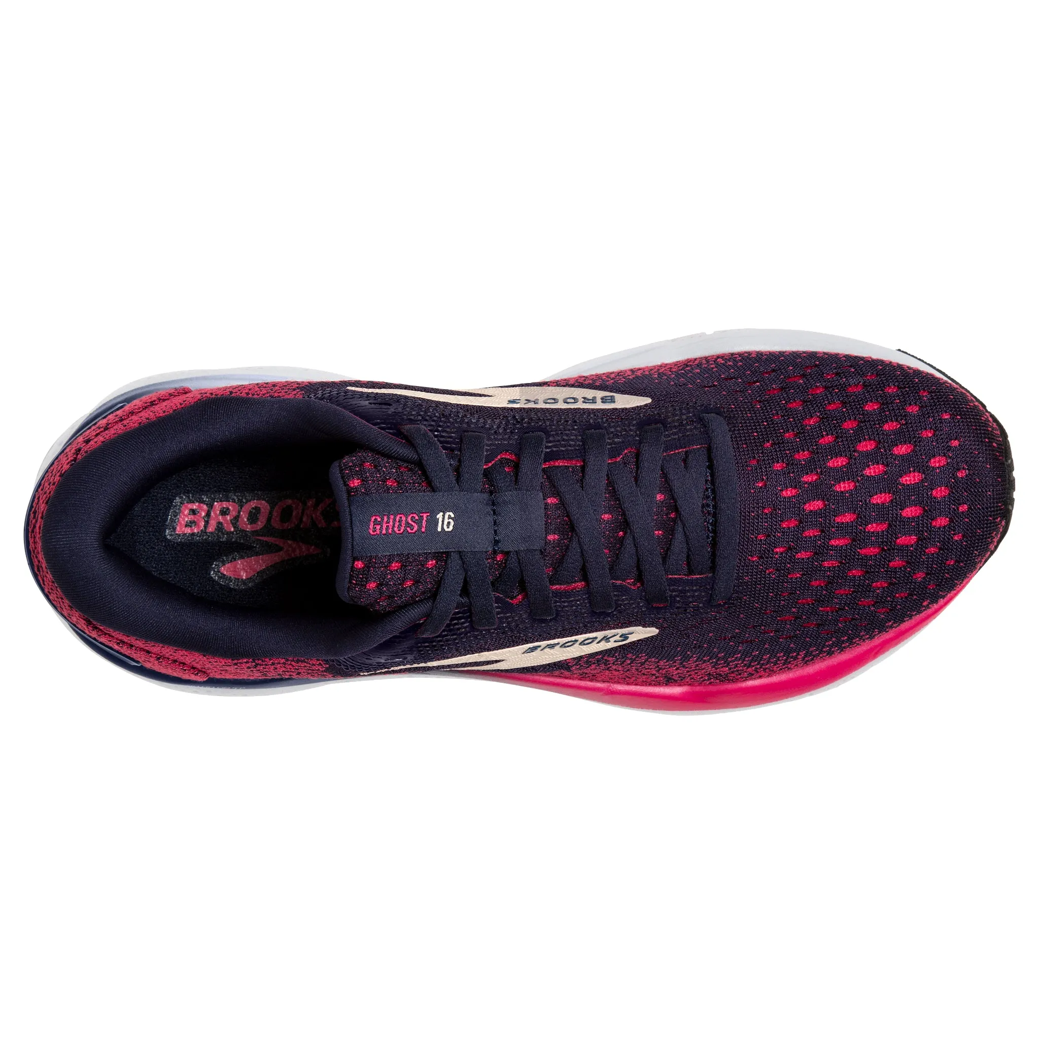 Women's Brooks Ghost 16 Road Running Shoe in Peacoat/Raspberry/Apricot