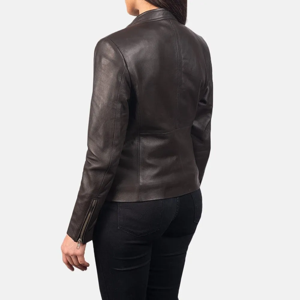 Women's Brown Leather Biker Jacket