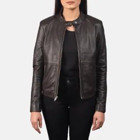 Women's Brown Leather Biker Jacket