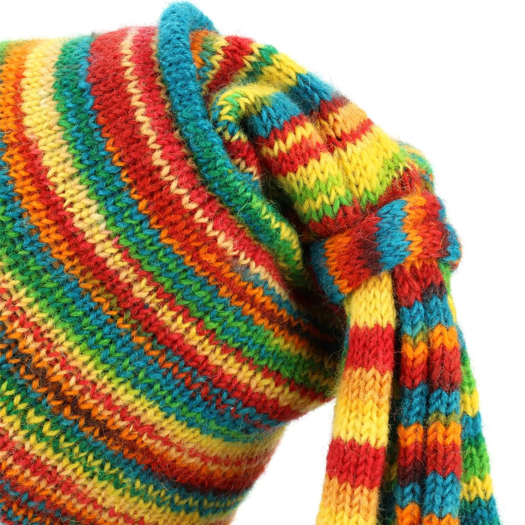 Wool Knit Fountain Tassels Hat - Rainbow SD